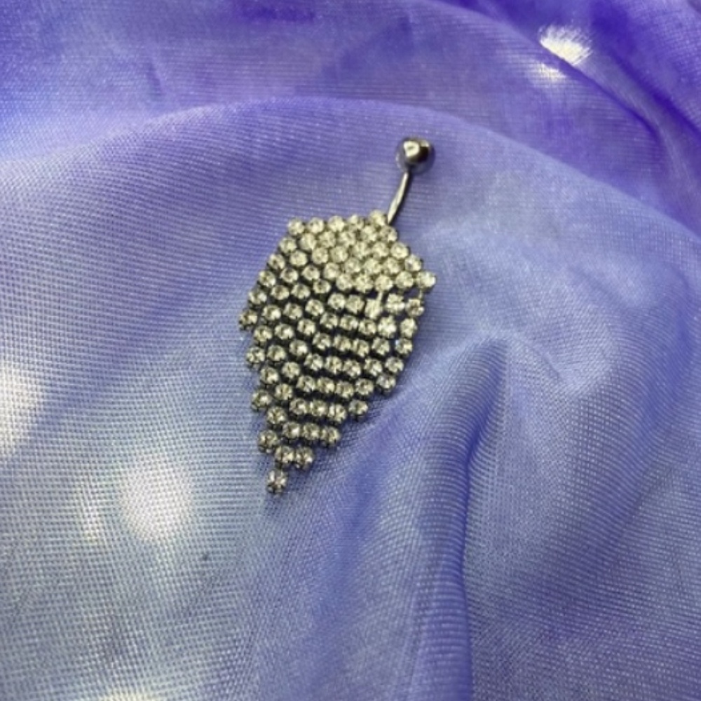 Pierced Nation Dangle Belly Button Ring Chandelier Silver Gems Jewelry Piercing - Picture 3 of 5